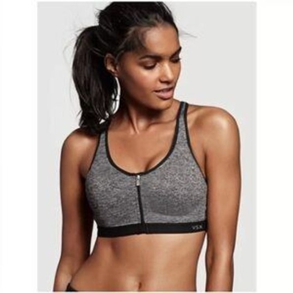 VS Sport Victoria's Secret XS Gray Front Zip Underwire Medium Impact Sports Bra - Picture 1 of 11
